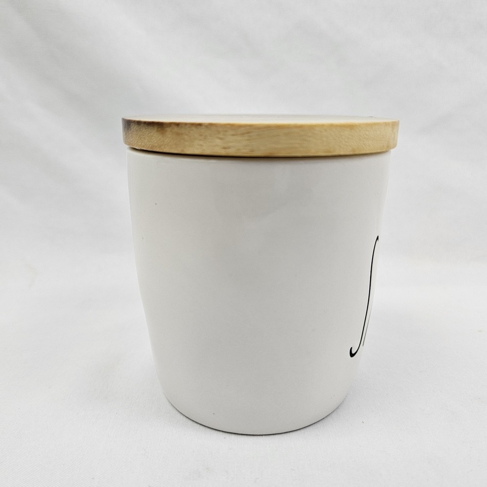 Rae Dunn Ceramic Salt Cellar Canister with Wooden Lid Farmhouse Decor White - Picture 10 of 12